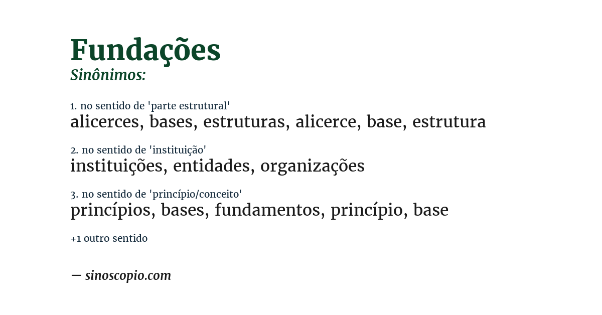 Sinônimo de fundações