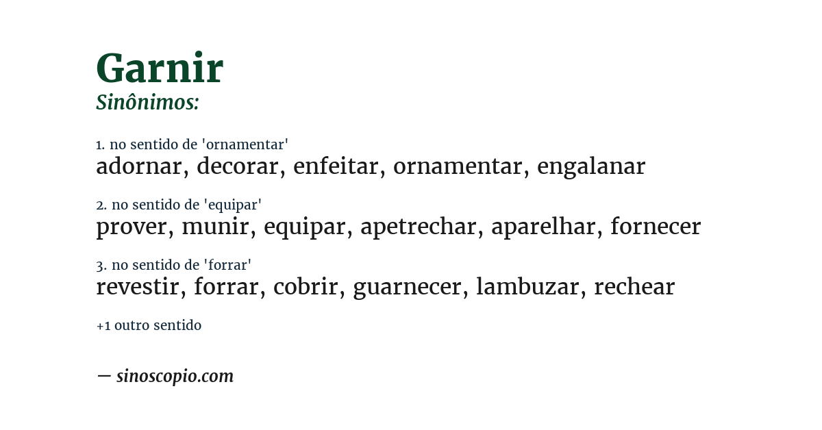 Sinônimo de garnir