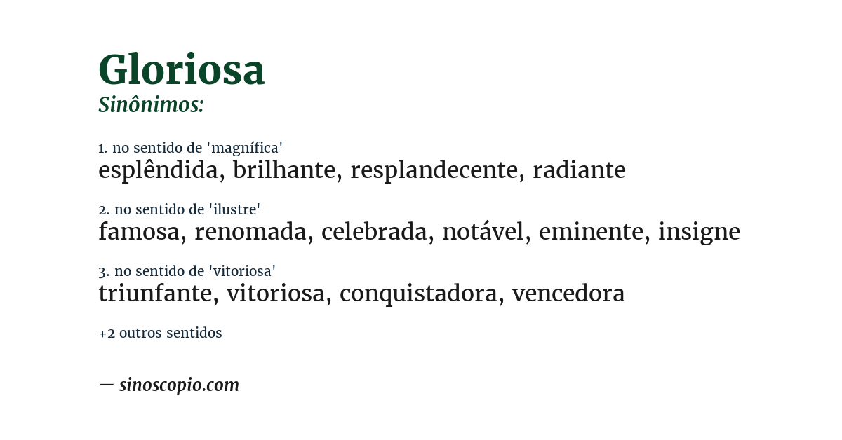Sinônimo de gloriosa