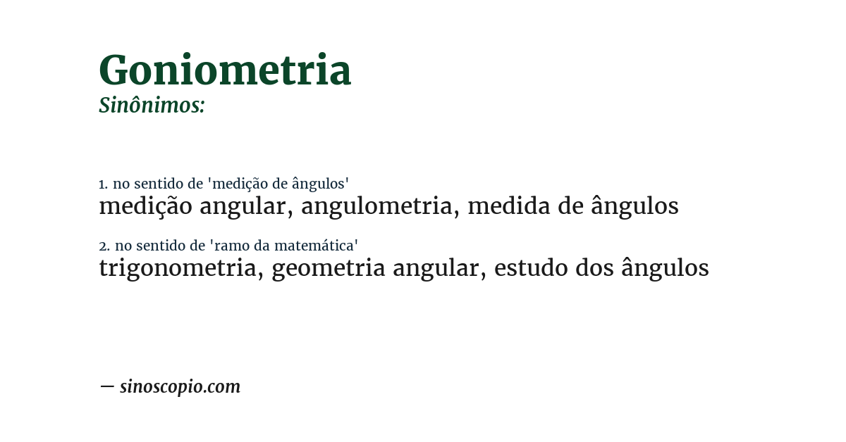 Sinônimo de goniometria