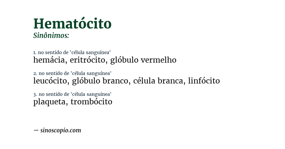 Sinônimo de hematócito