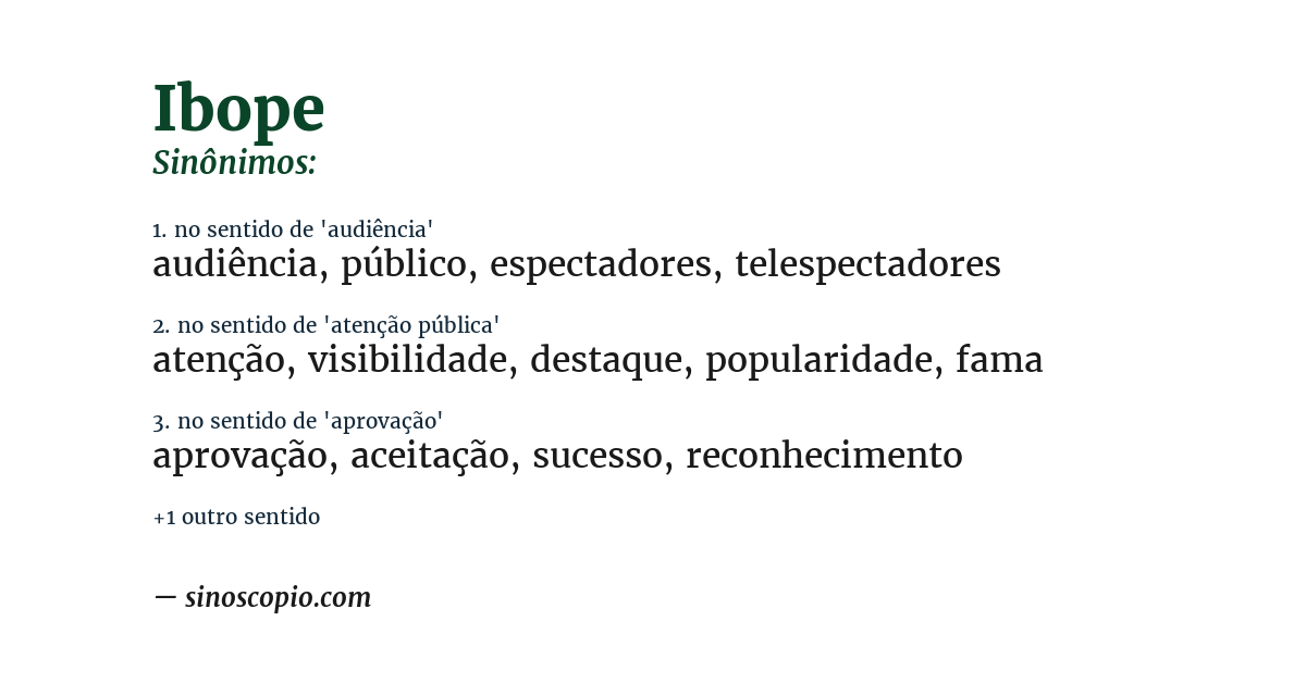 Sinônimo de ibope