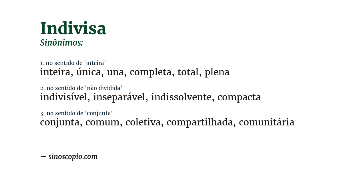 Sinônimo de indivisa