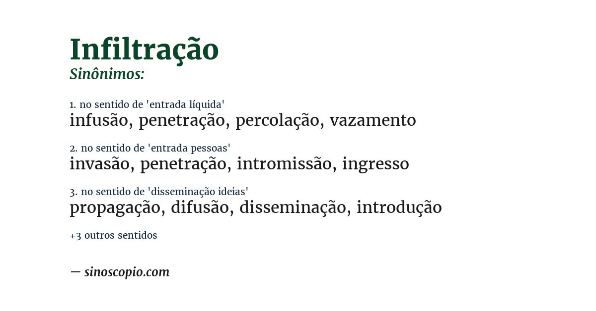 Sinônimo de infiltração