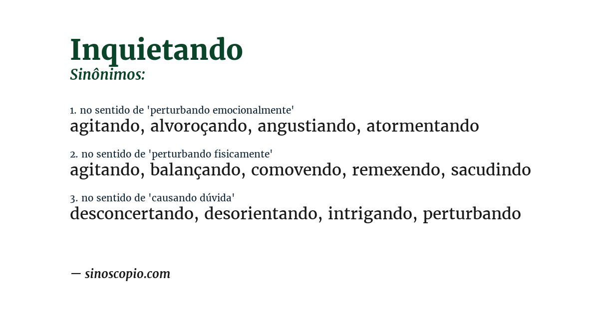 Sinônimo de inquietando