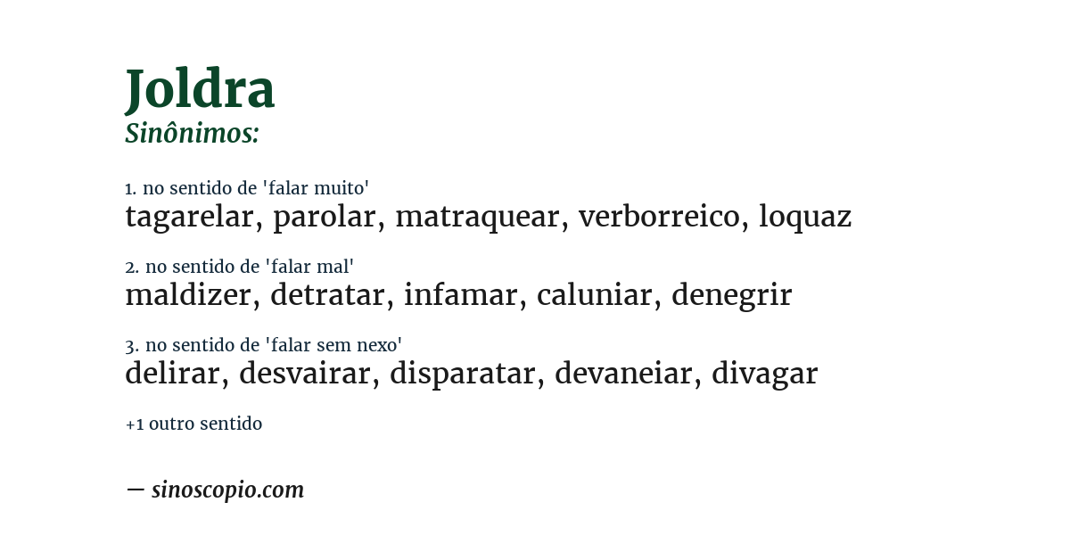 Sinônimo de joldra