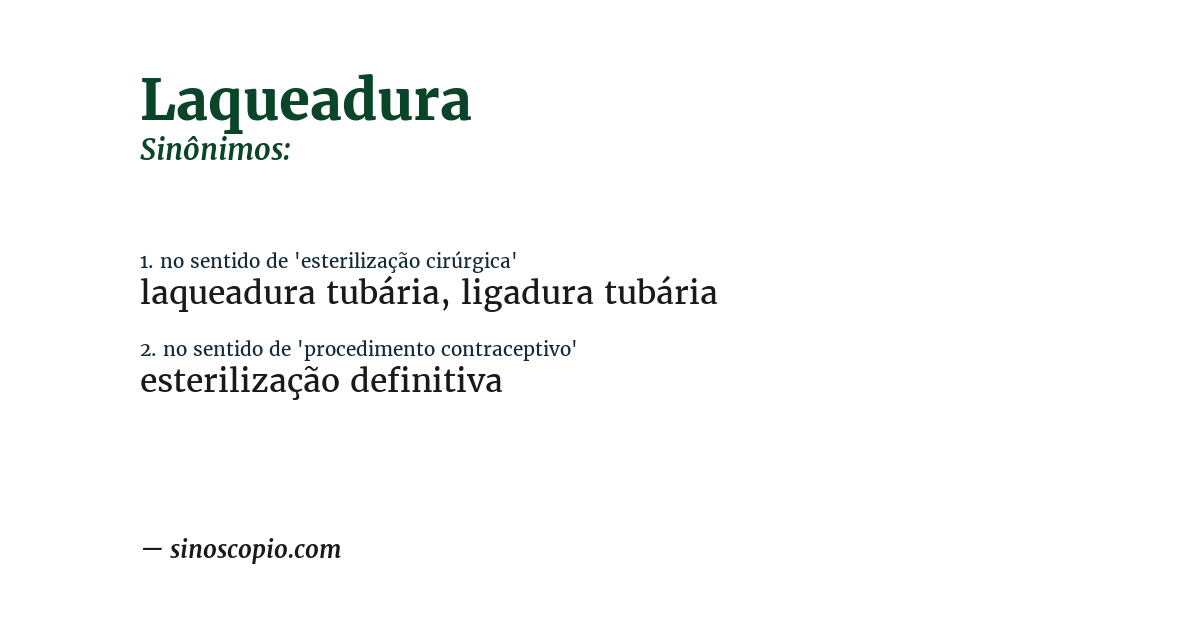 Sinônimo de laqueadura
