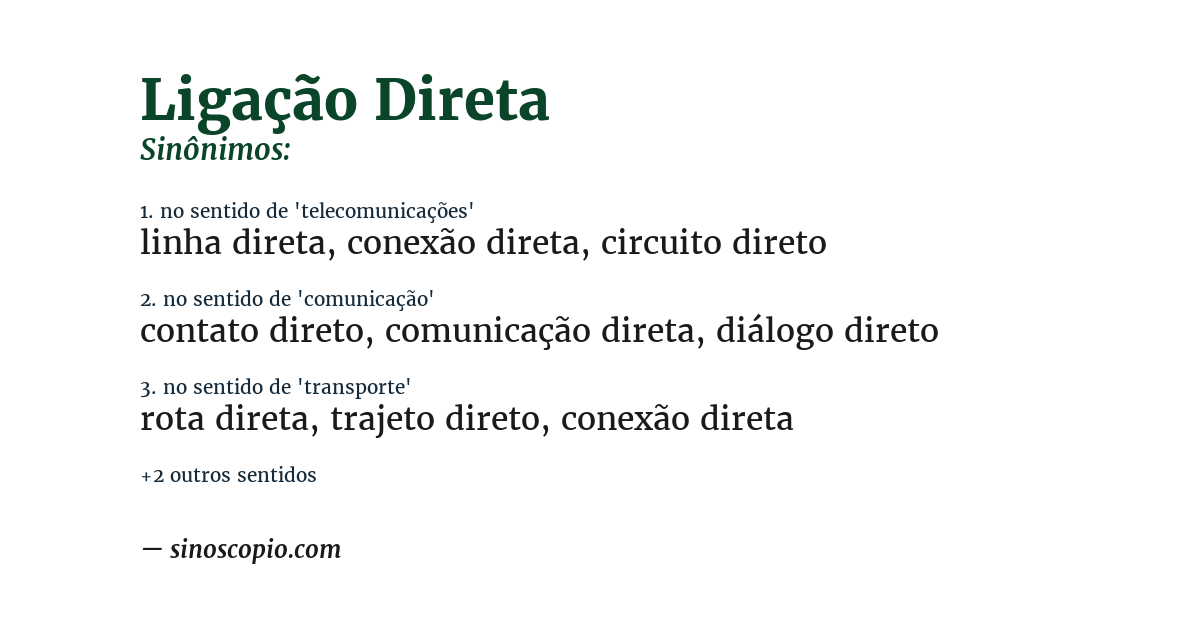 Sinônimo de ligação direta