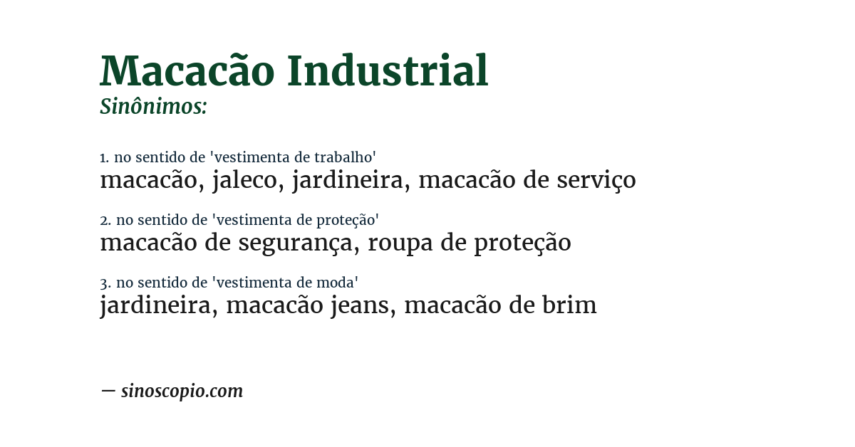 Sinônimo de macacão industrial