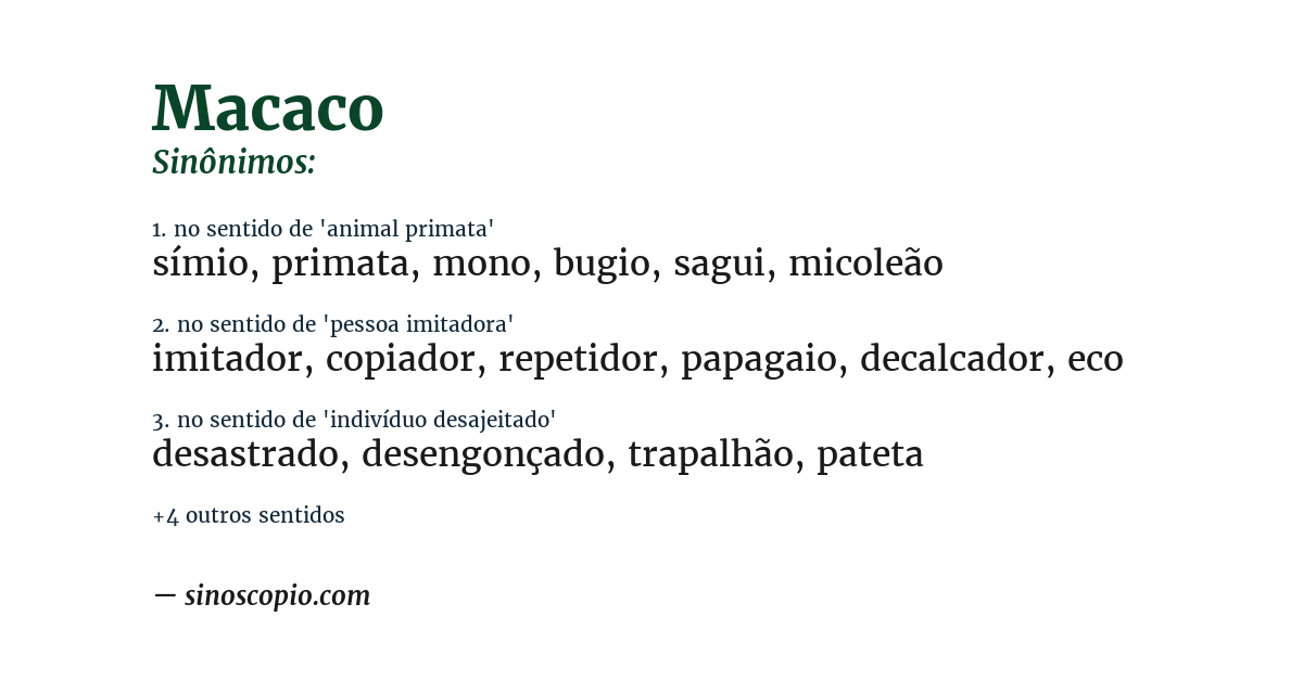 Sinônimo de macaco