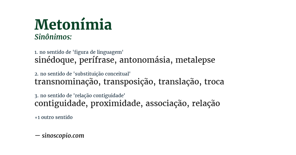 Sinônimo de metonímia