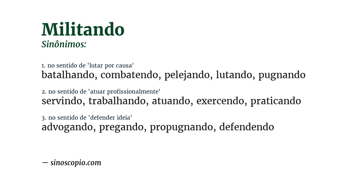 Sinônimo de militando