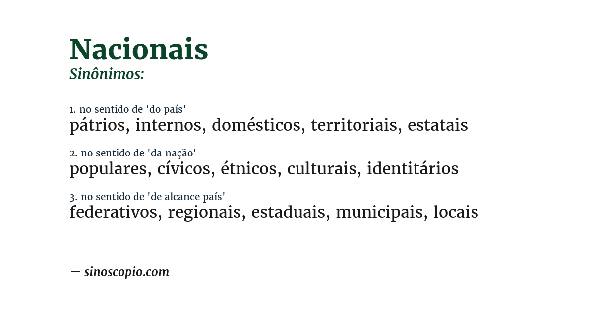 Sinônimo de nacionais