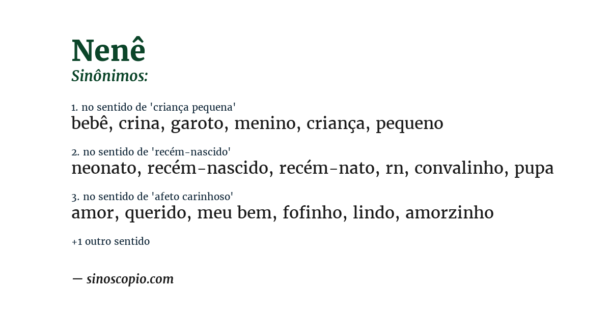 Sinônimo de nenê