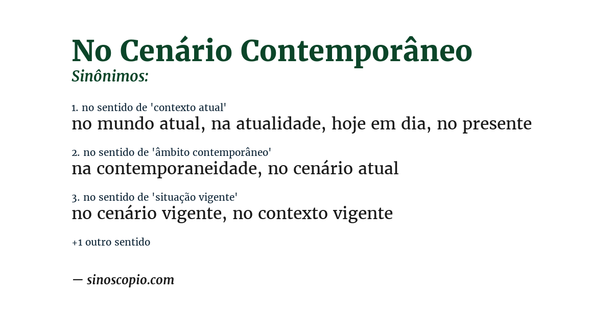 Sinônimo de no cenário contemporâneo