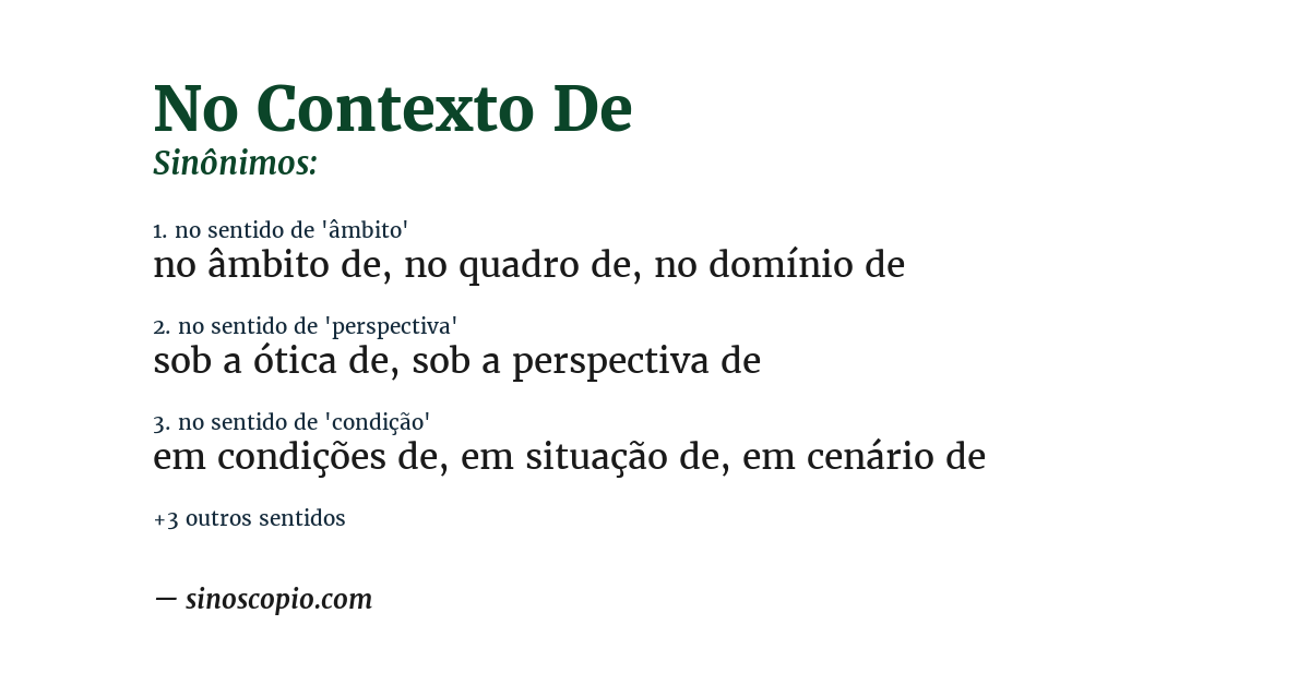 Sinônimo de no contexto de