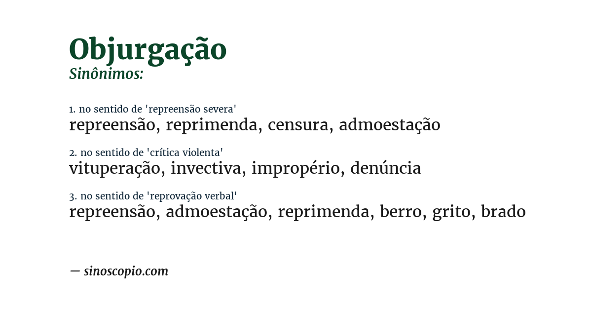 Sinônimo de objurgação