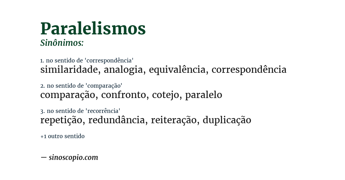 Sinônimo de paralelismos