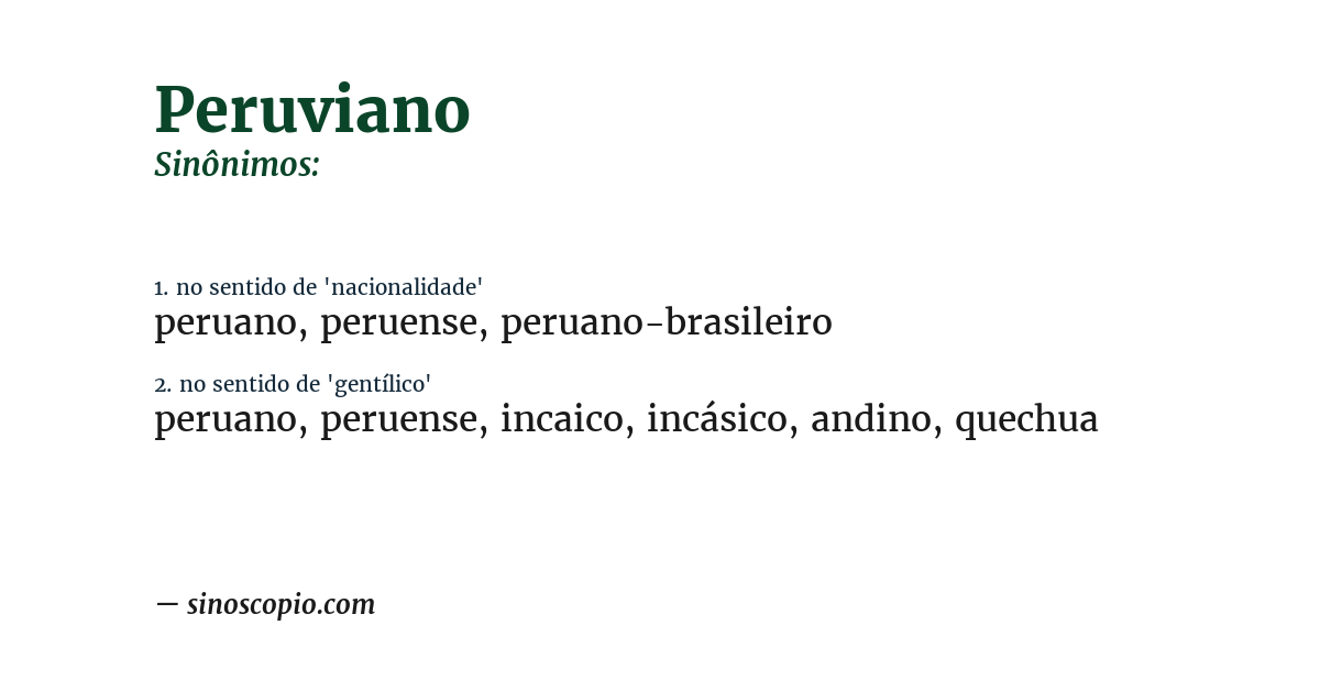 Sinônimo de peruviano