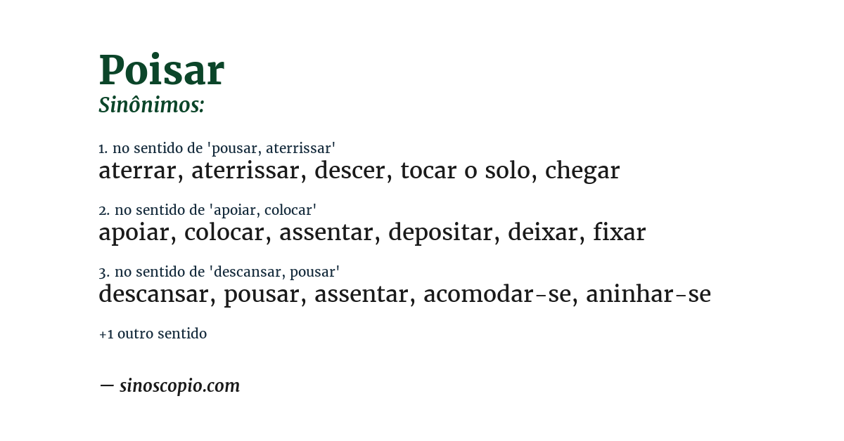 Sinônimo de poisar