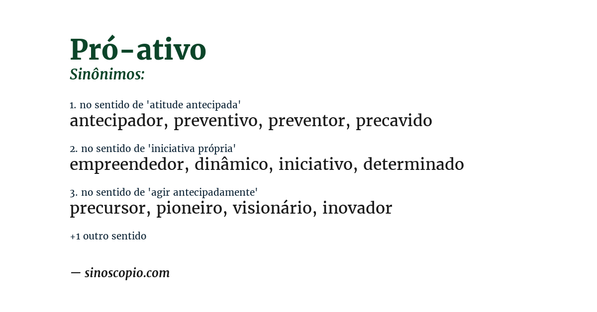 Sinônimo de pró-ativo
