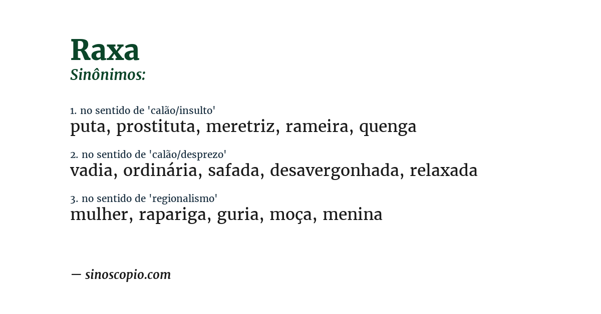 Sinônimo de raxa