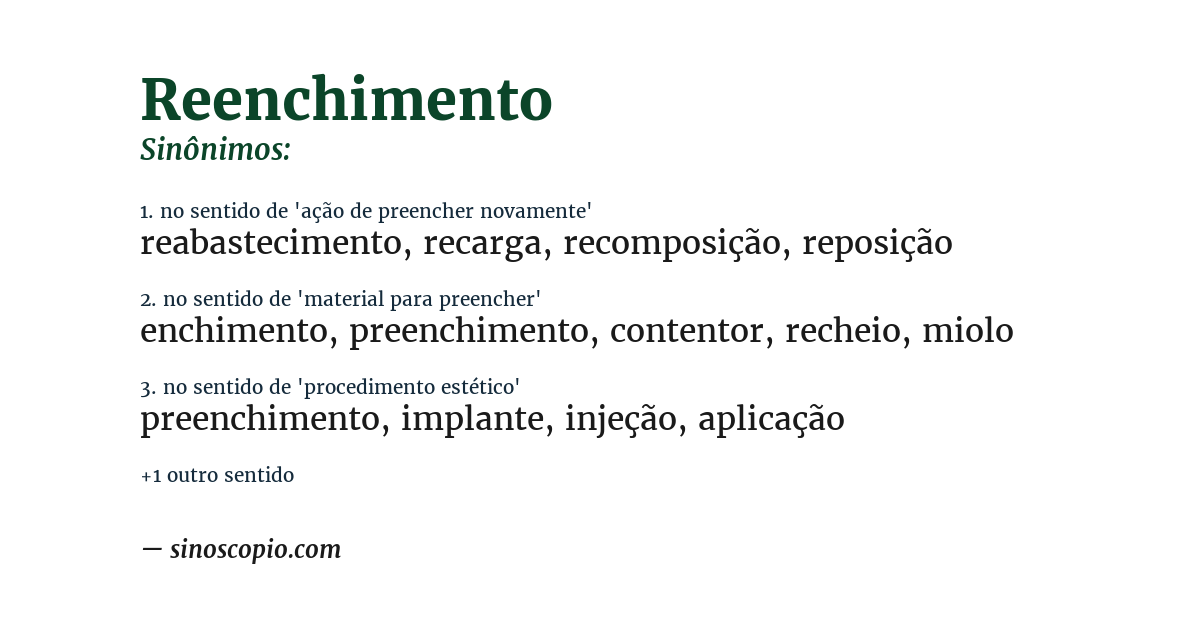 Sinônimo de reenchimento