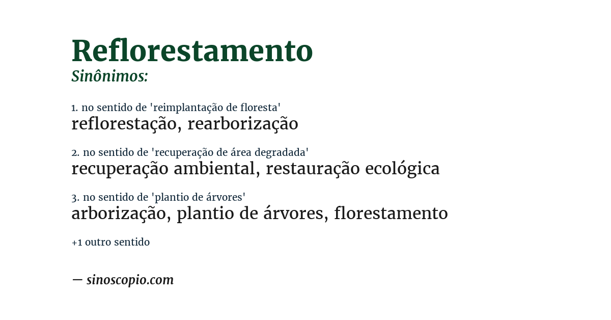 Sinônimo de reflorestamento