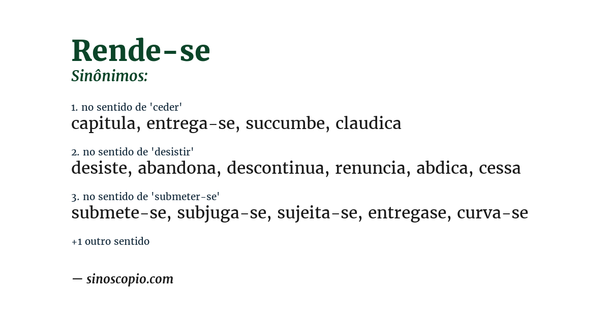 Sinônimo de rende-se