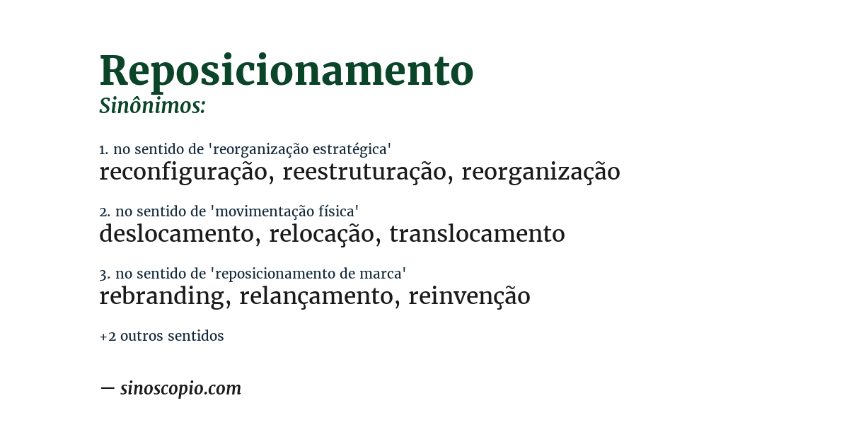 Sinônimo de reposicionamento