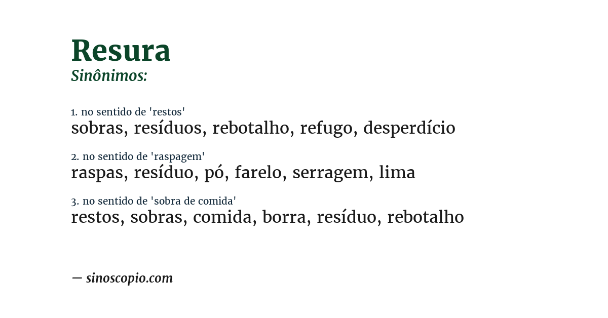 Sinônimo de resura