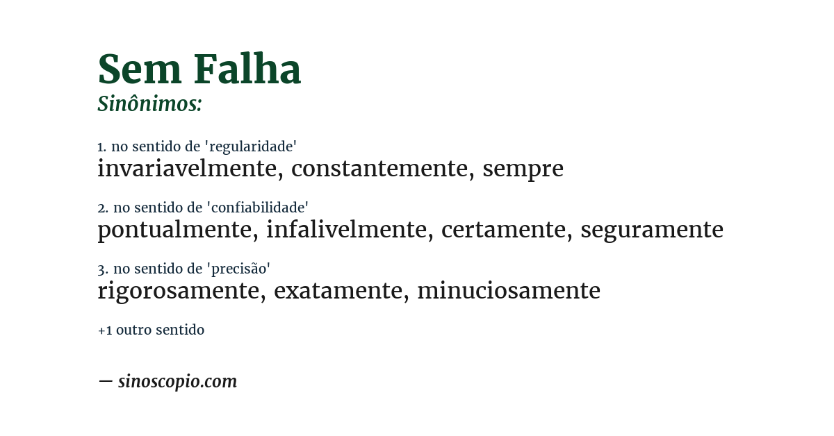 Sinônimo de sem falha