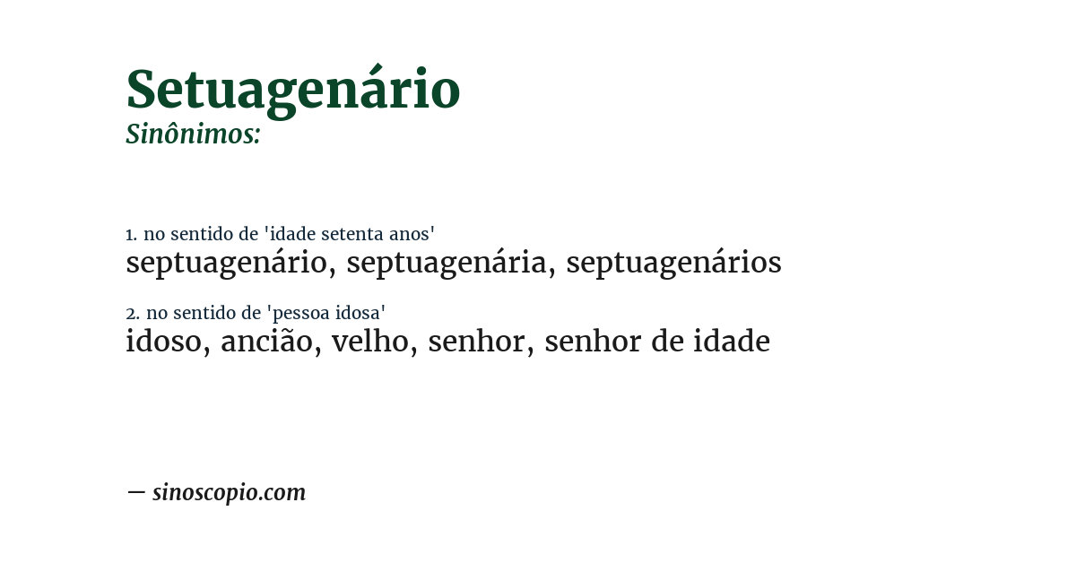 Sinônimo de setuagenário