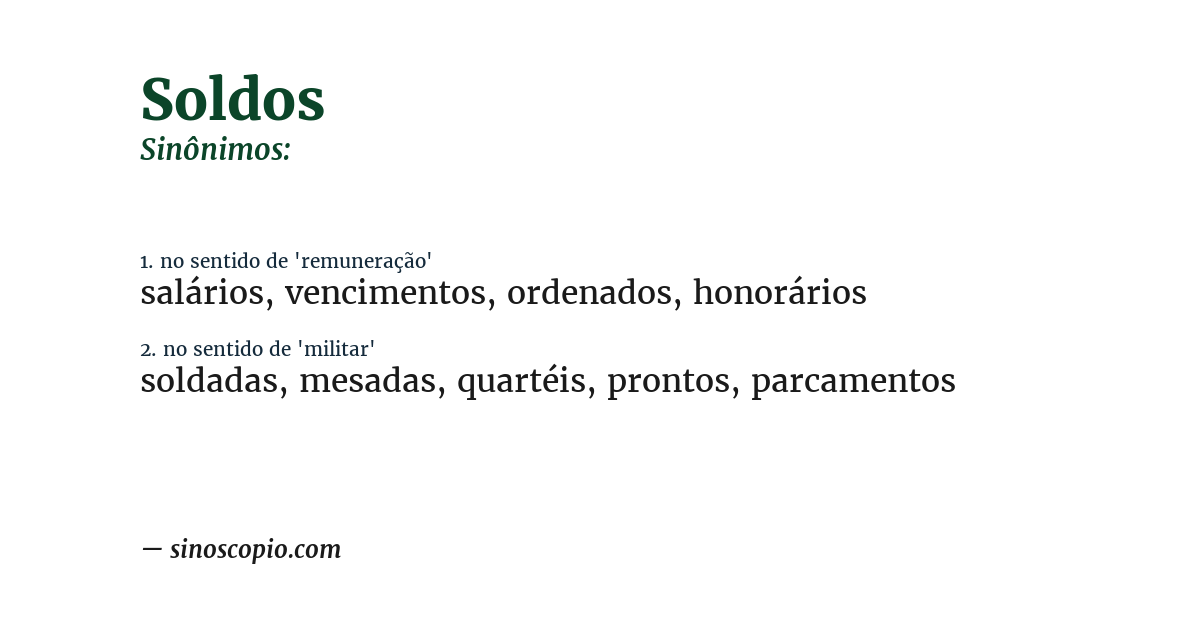 Sinônimo de soldos
