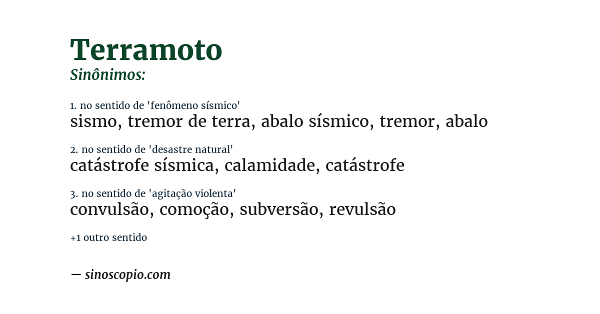 Sinônimo de terramoto