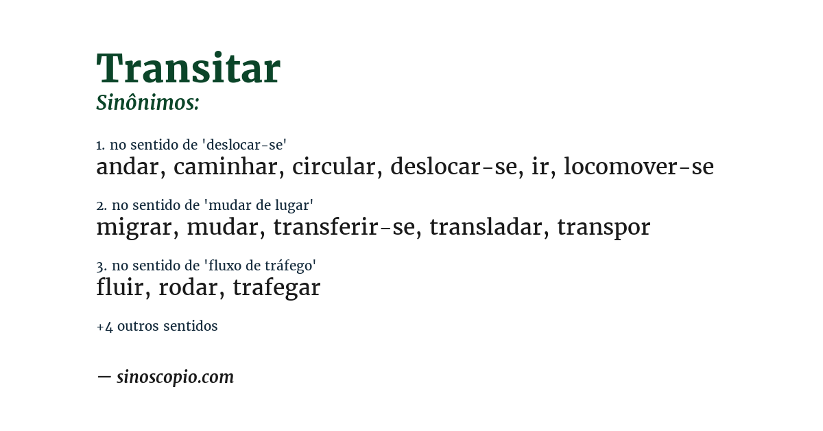 Sinônimo de transitar