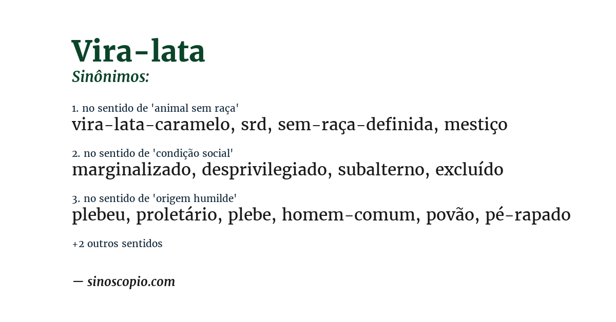 Sinônimo de vira-lata