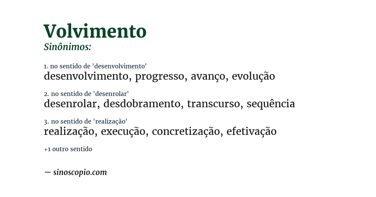Sinônimo de volvimento