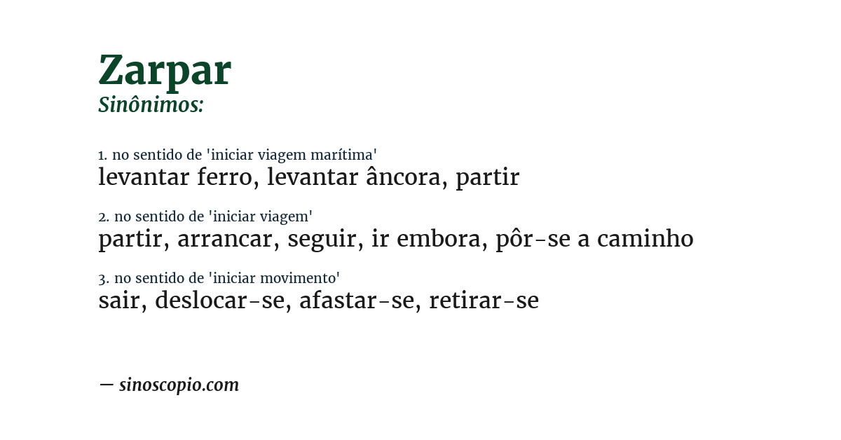 Sinônimo de zarpar