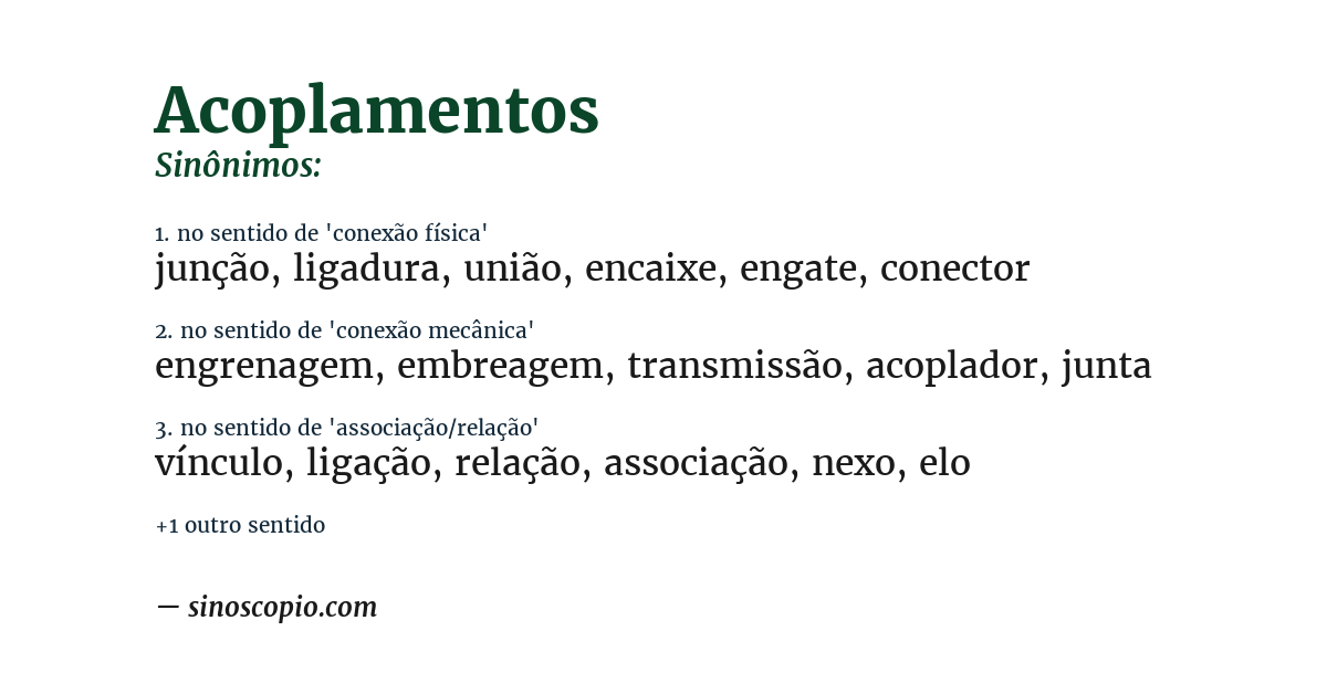 Sinônimo de acoplamentos
