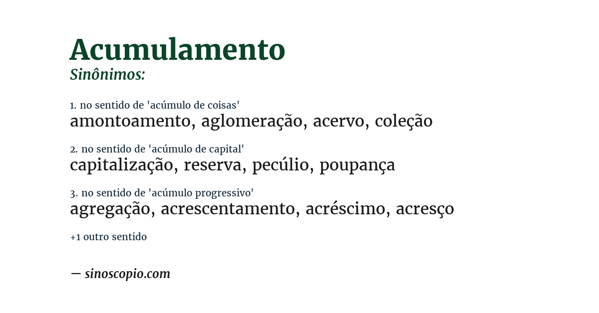 Sinônimo de acumulamento