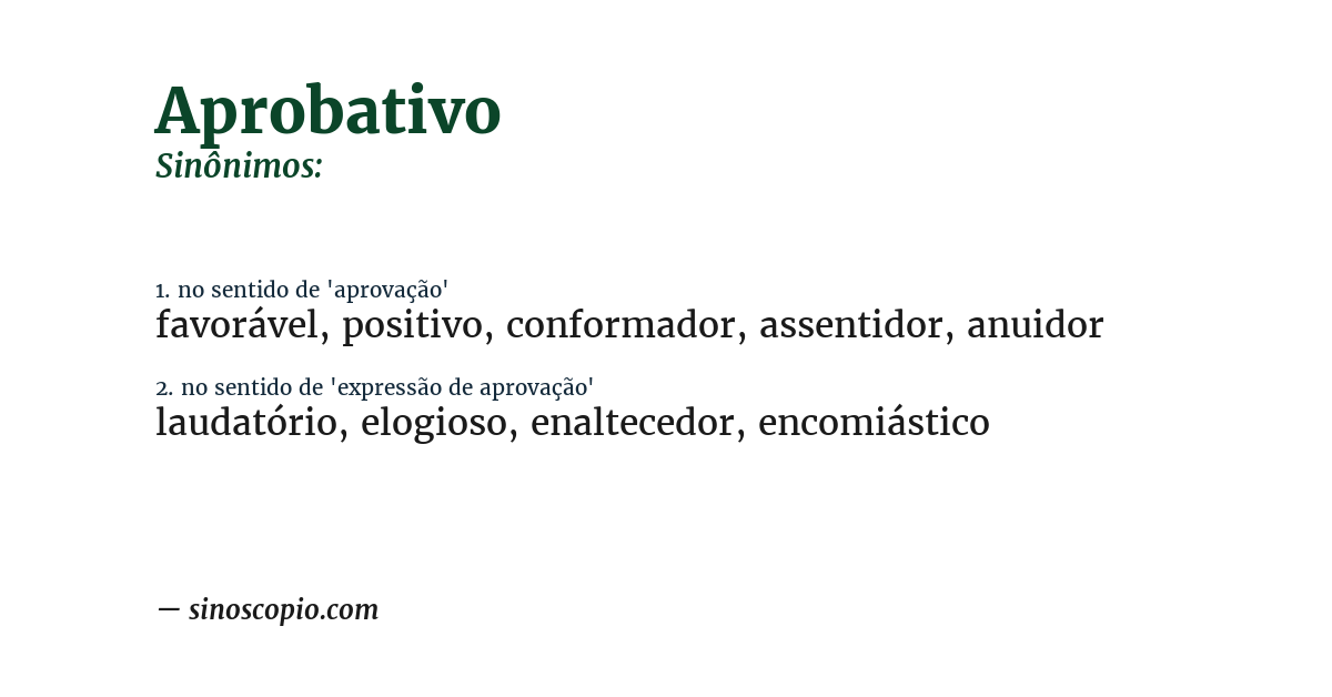 Sinônimo de aprobativo