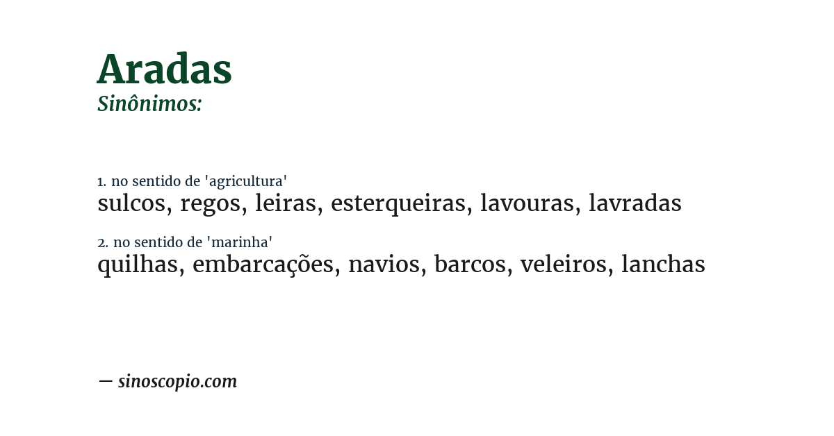 Sinônimo de aradas