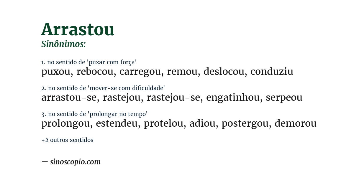 Sinônimo de arrastou