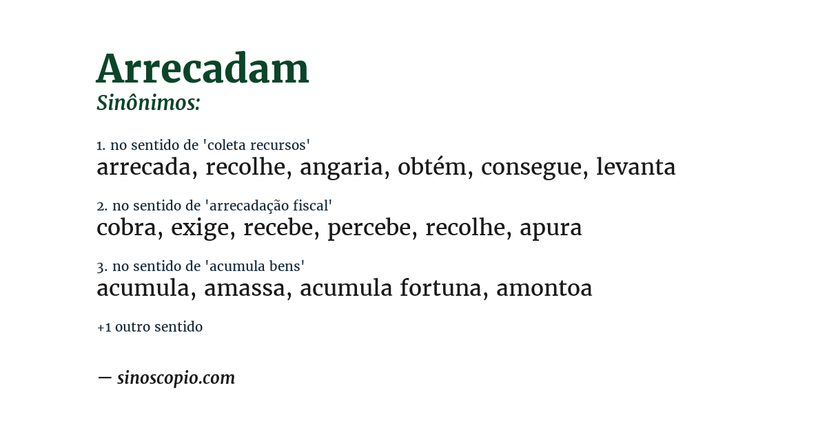 Sinônimo de arrecadam
