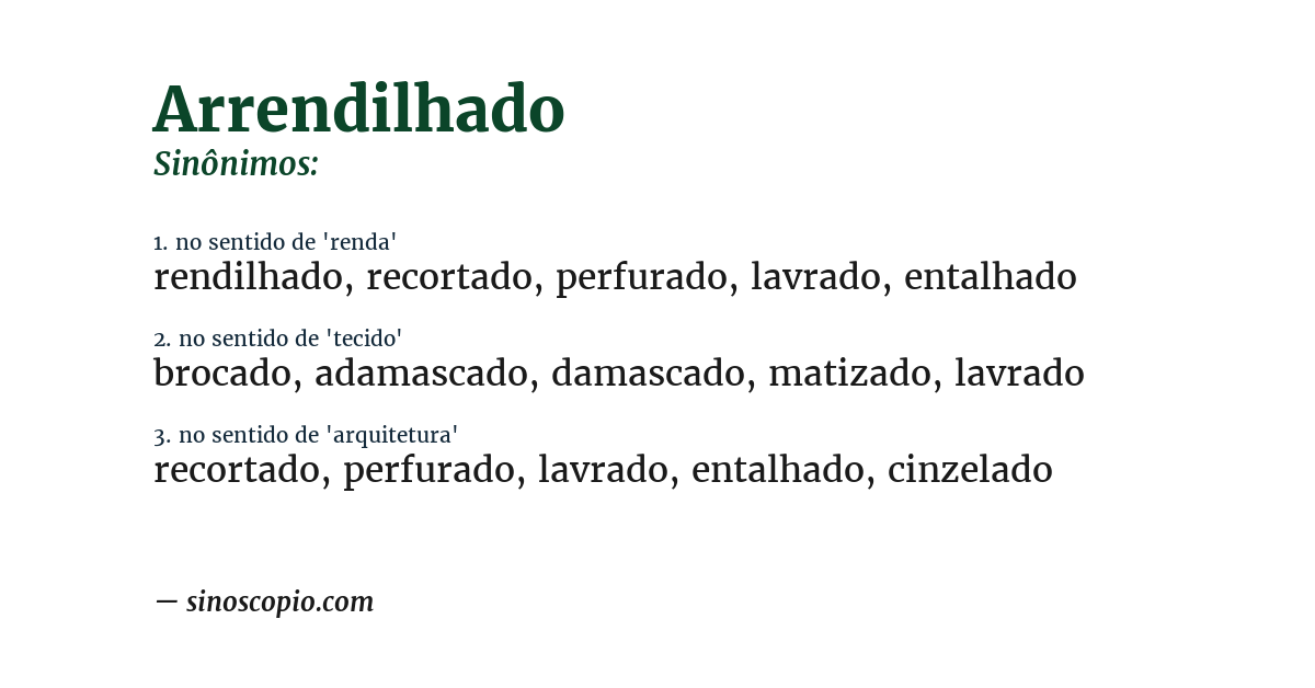 Sinônimo de arrendilhado
