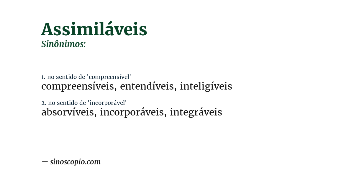 Sinônimo de assimiláveis