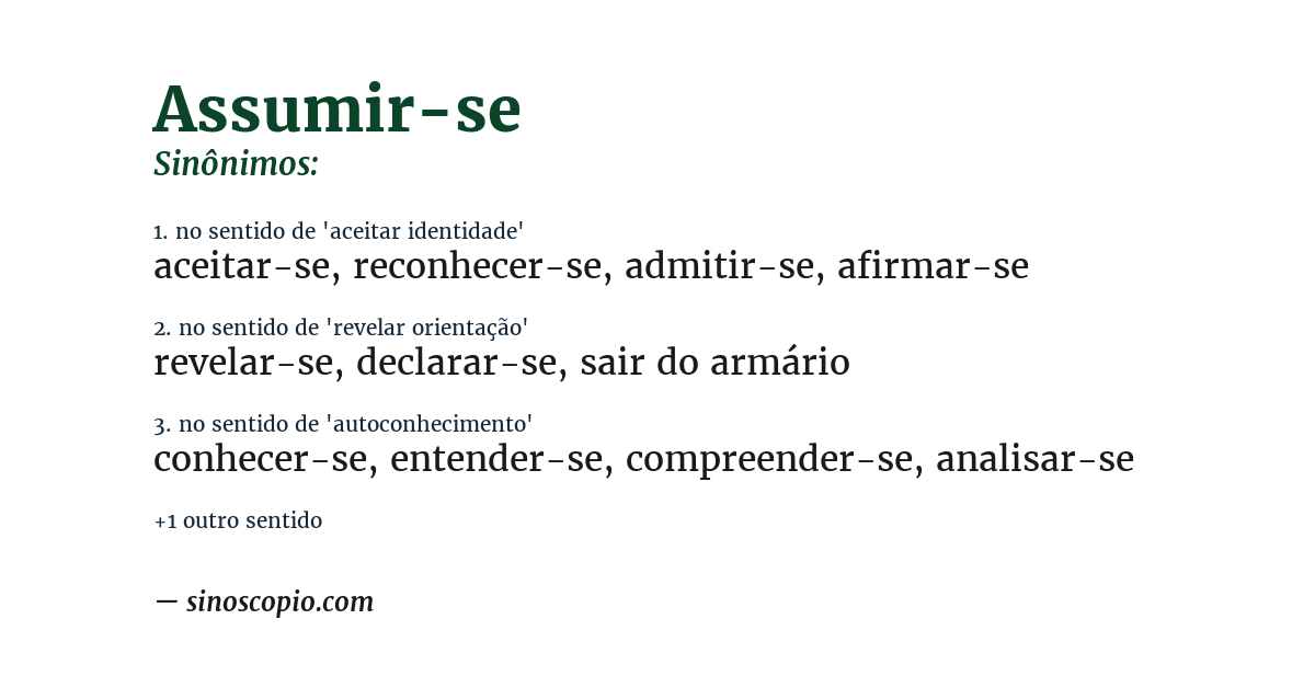 Sinônimo de assumir-se