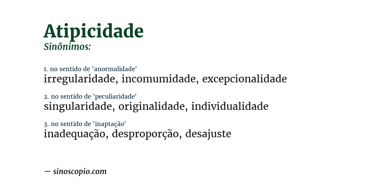Sinônimo de atipicidade