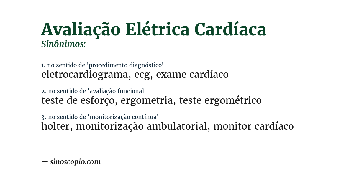 Sinônimo de avaliação elétrica cardíaca